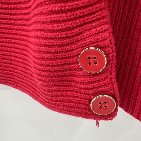Talbots Sweater Womens Large Red Ribbed Knit Pullover Cotton Button Detail - Picture 5 of 7